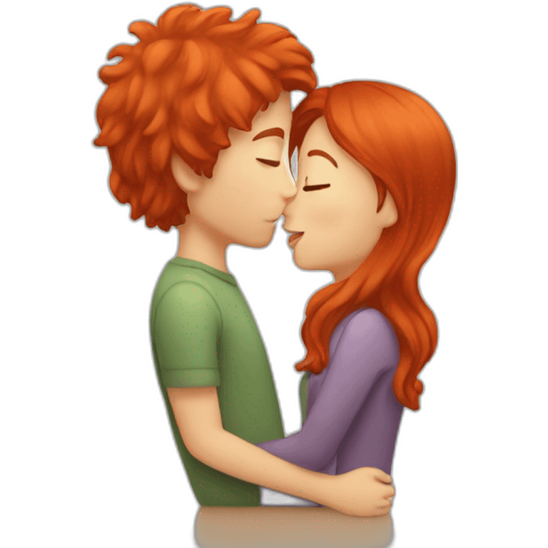 Girl with red hair kissing man  emoji