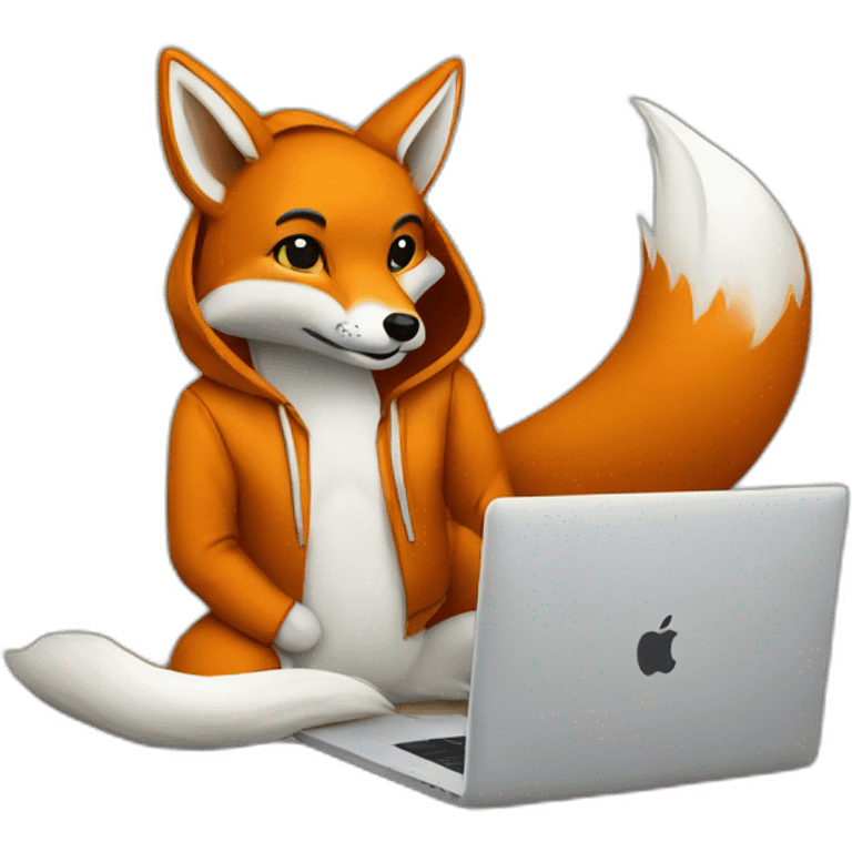 fox with hoodie and a macbook emoji