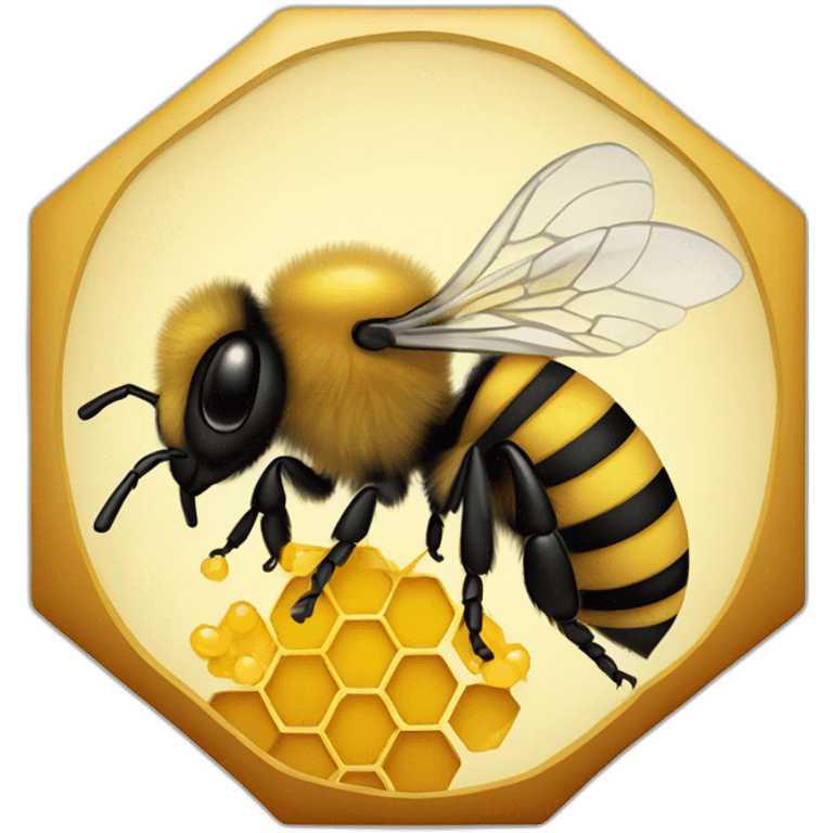 Tattoo style bee on hive emoji