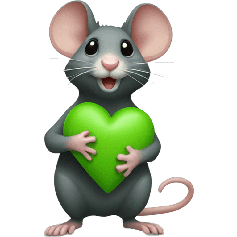 Ratón con un corazón verde emoji