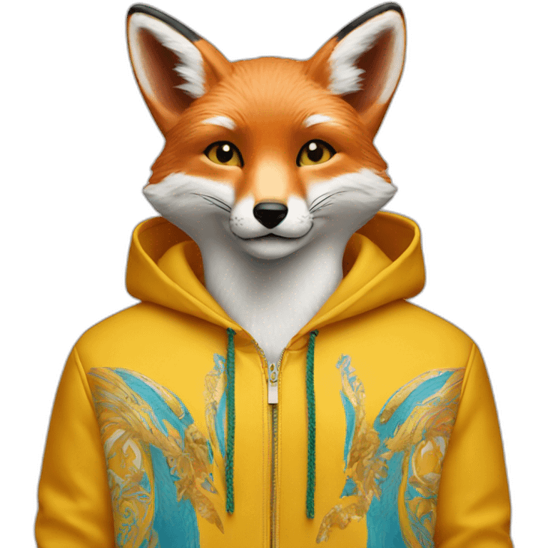 Happy fox in the versace hoodie emoji