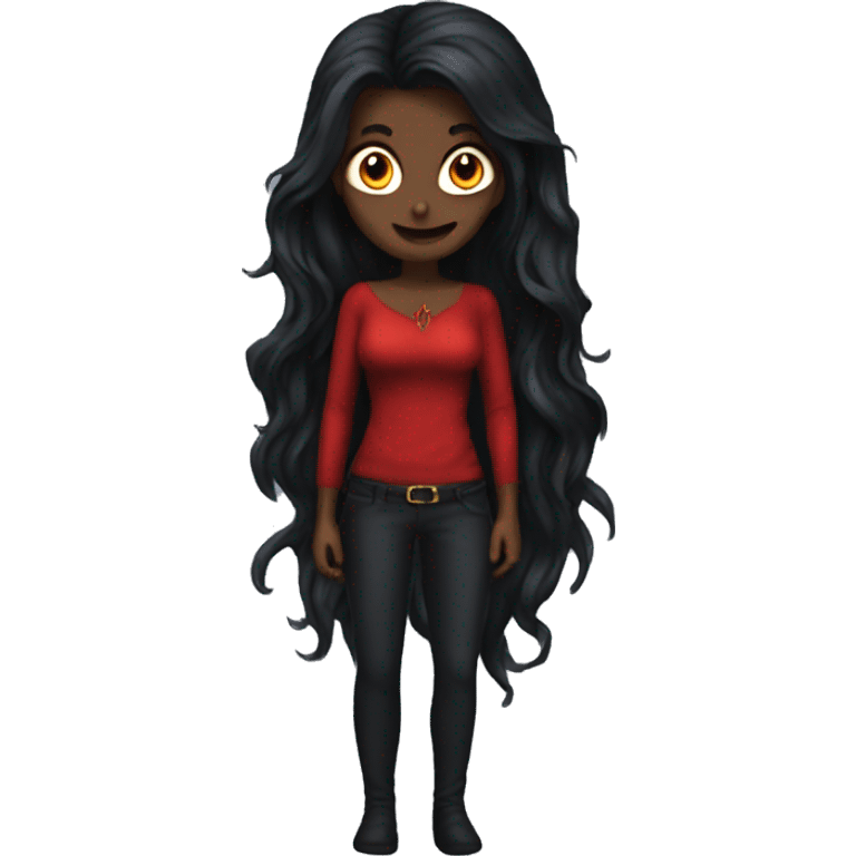 Dark long hair devil women crazy emoji