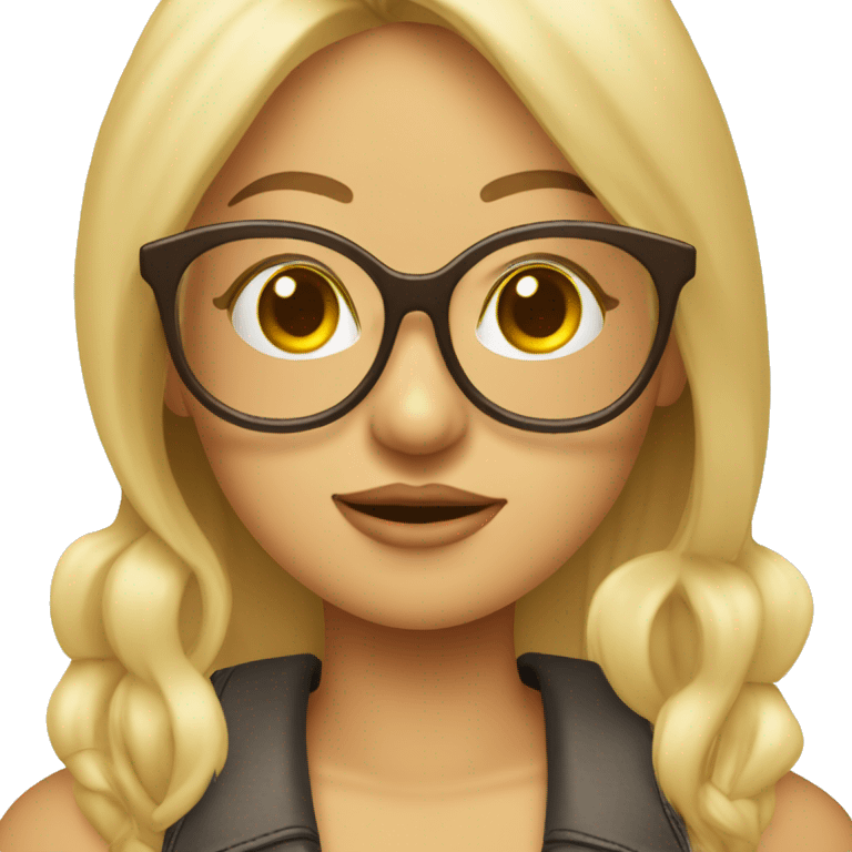 Chica rubia con gafas redondas pelo largo liso ojos marrones rop de verano  emoji