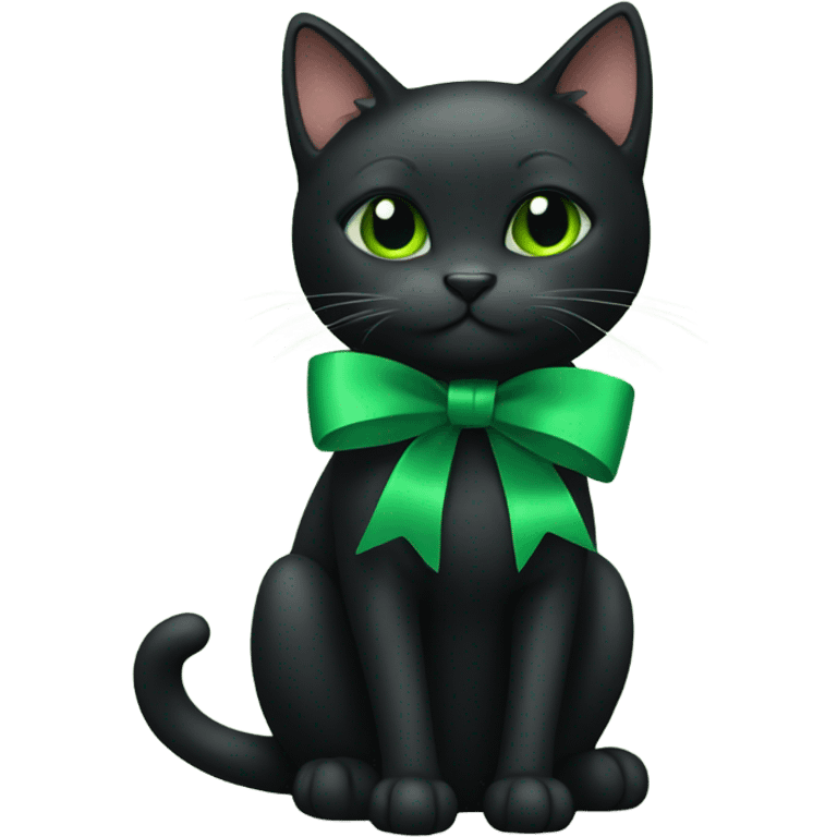 Black cat with green bow emoji