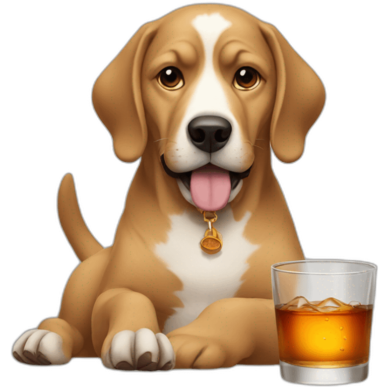 Dog drinking whiskey emoji