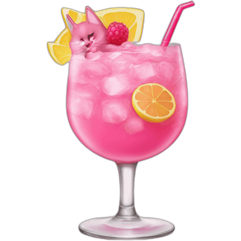 pink-cat-with-coctail emoji