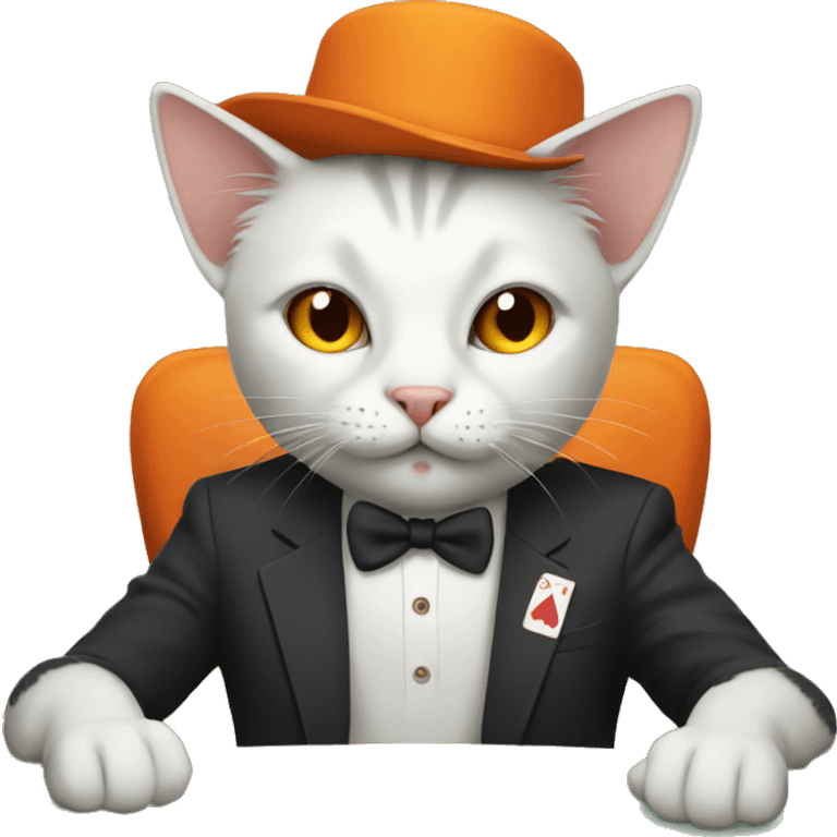 Cat playing poker orange emoji