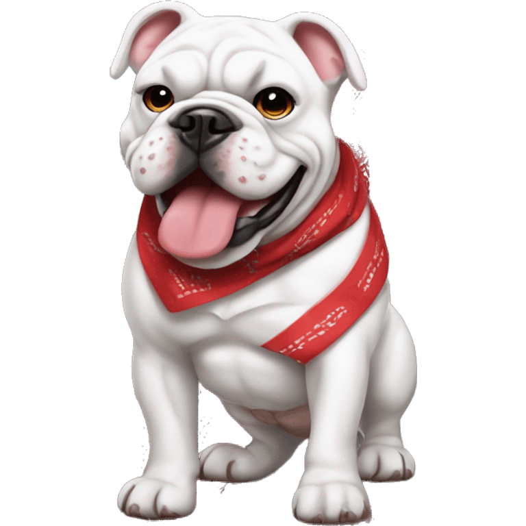 uga white bulldog emoji wearing red bandana smiling full body muscles emoji