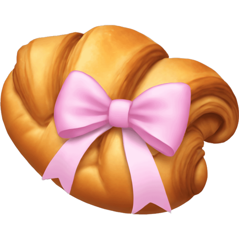 Croissant with light pink bow emoji