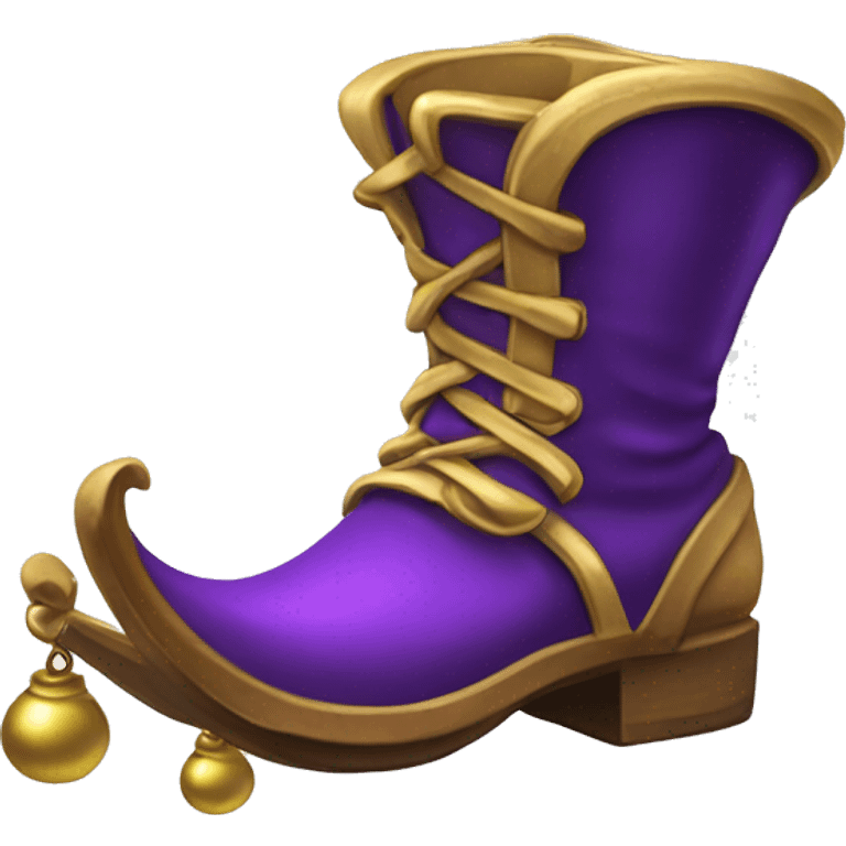 Realistic isolated royal purple elf boots with bells. emoji