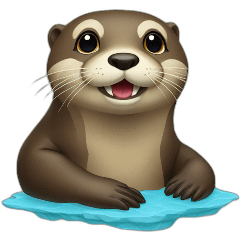 Loutre sur une tortu emoji