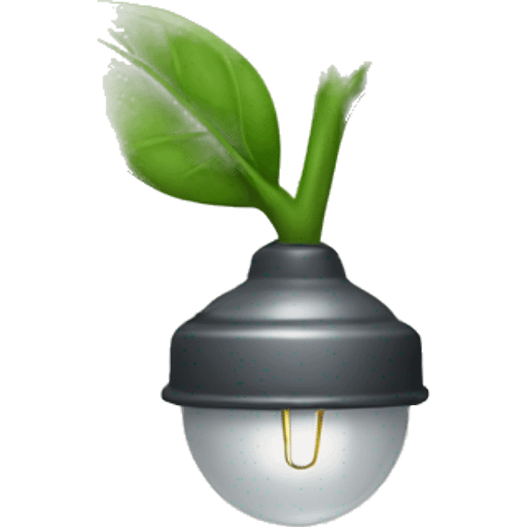 A stem with three leaves inside a lamp emoji