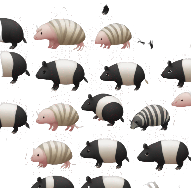 Black and white piebald chubby armadillo pig panda centipede armadillo  emoji