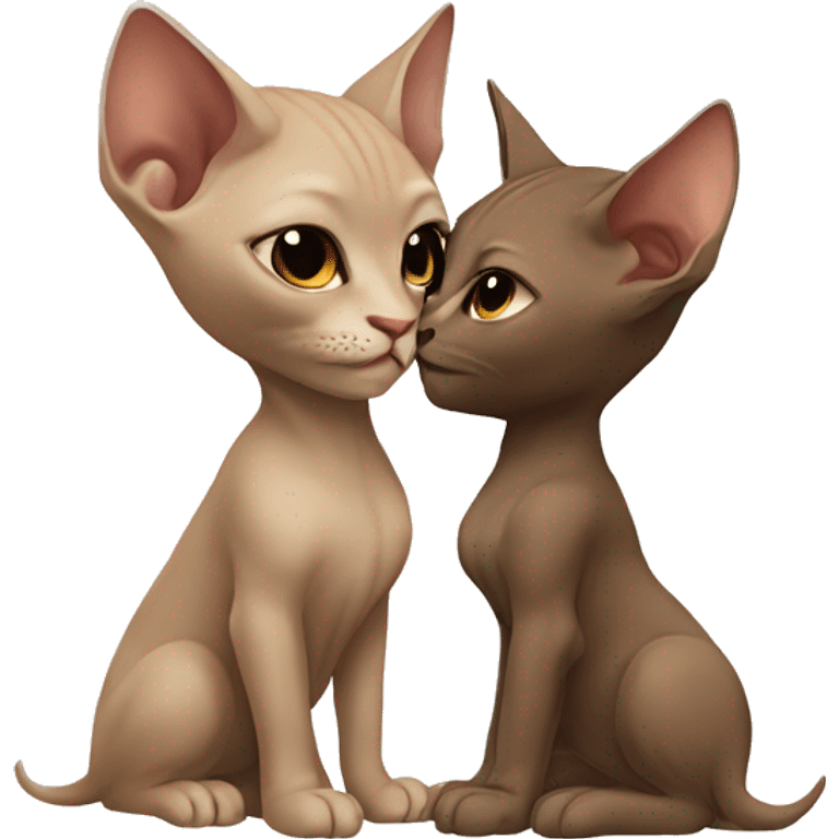 beige Sphinx cat and girl with long brown hair kissing it emoji