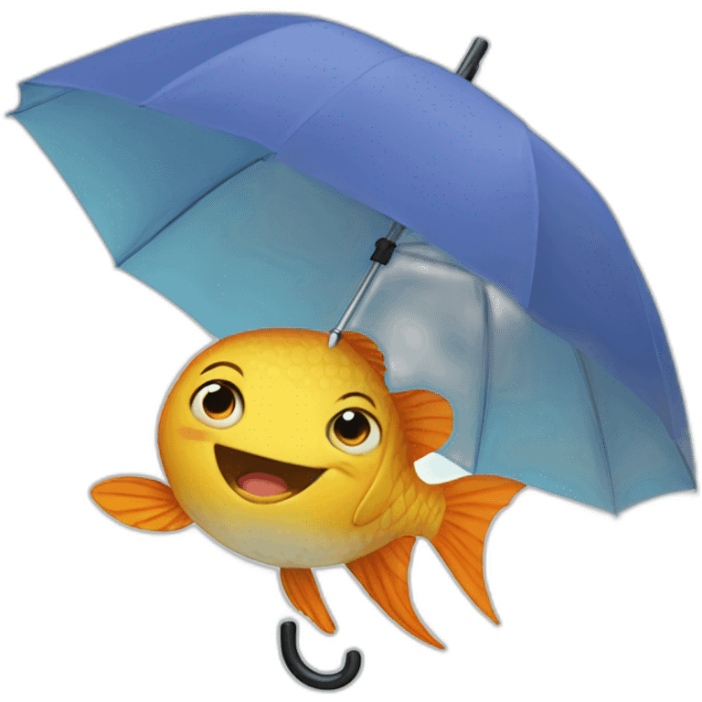 cute fish using an umbrella emoji