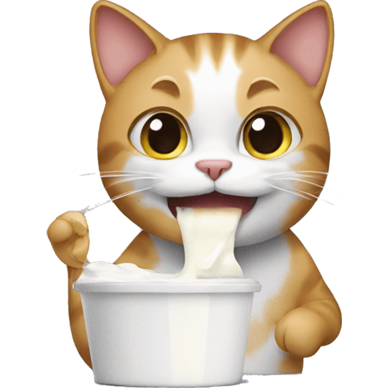 Cat eating yogurt emoji