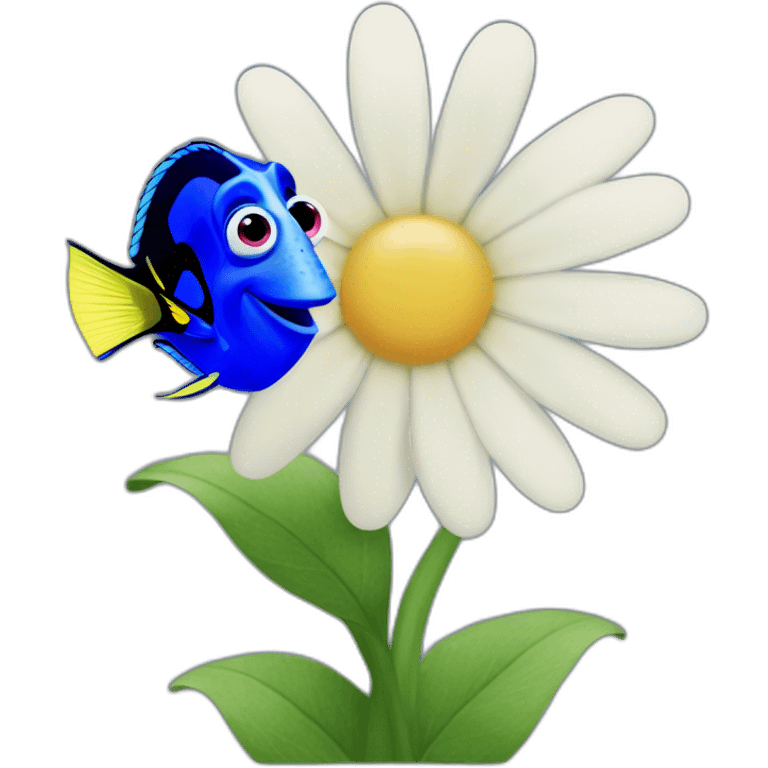 finding dory holding a daisy emoji