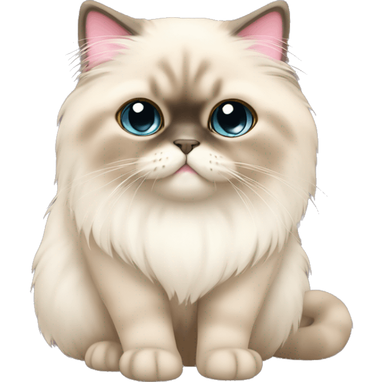 cute himalayan cat with light pink bow in ear emoji