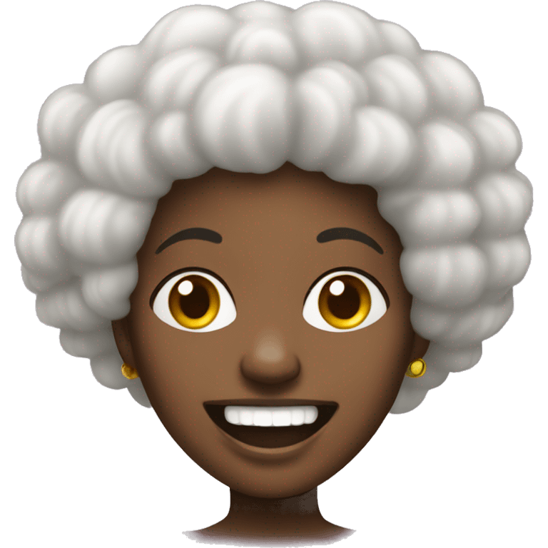 black lady with afro laughing  emoji