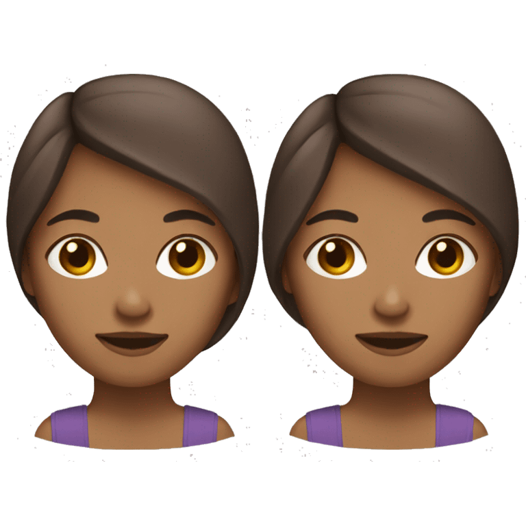 women with straight, brown, middle hair  emoji