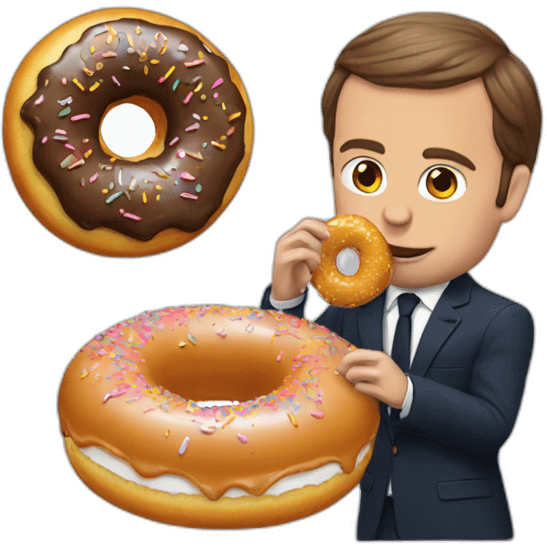 Macron eating donut emoji