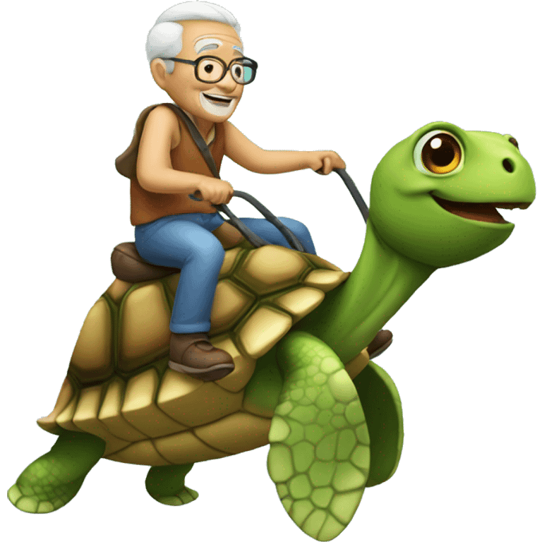 A grandpa riding a turtle emoji