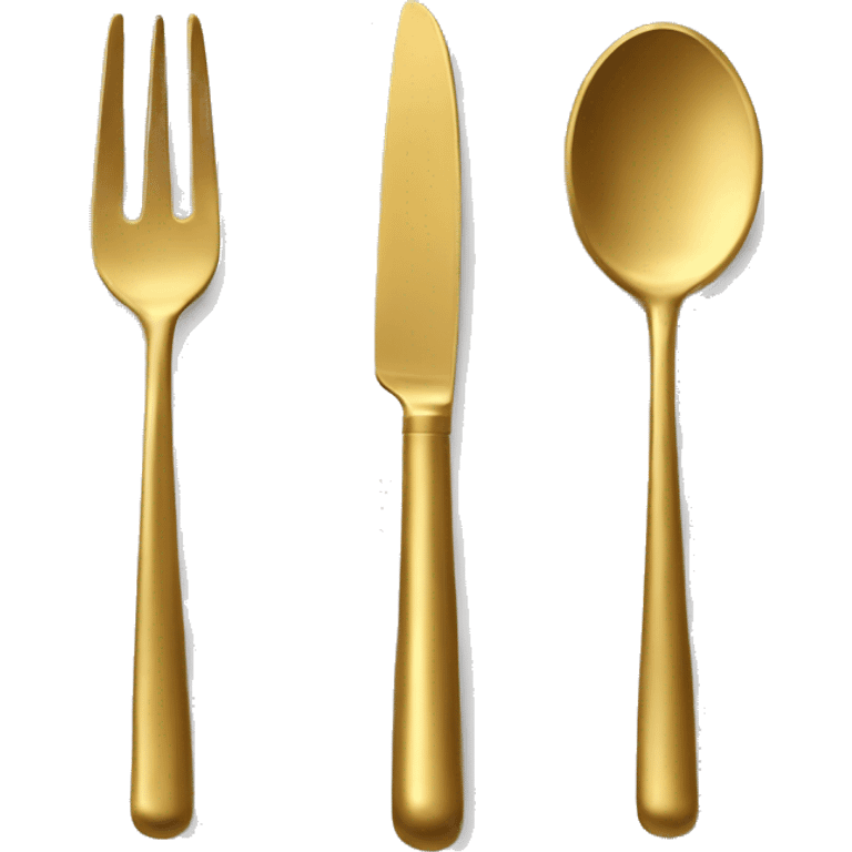 Gold colored utensils for dinner emoji