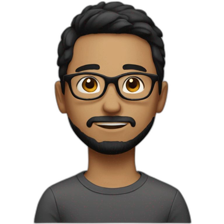 boy with short black hair, round glasses and black short beard  emoji