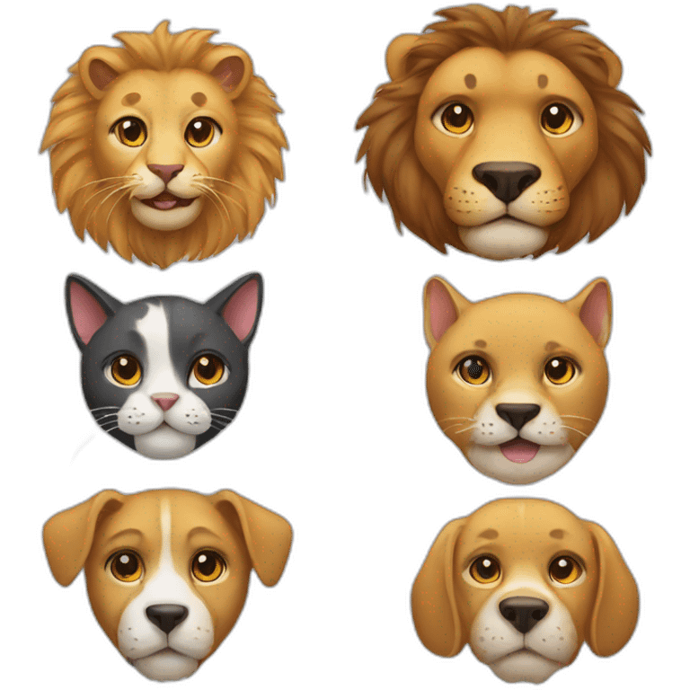 Cat,dog, lion emoji