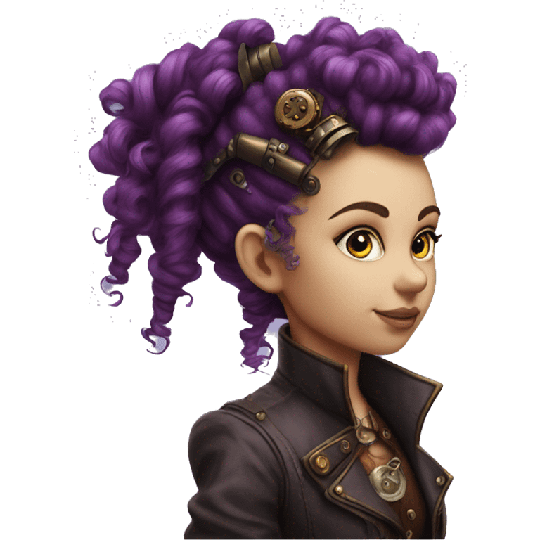 Photorealistic steampunk profile mohawkpurple  curl Caucasia girl emoji