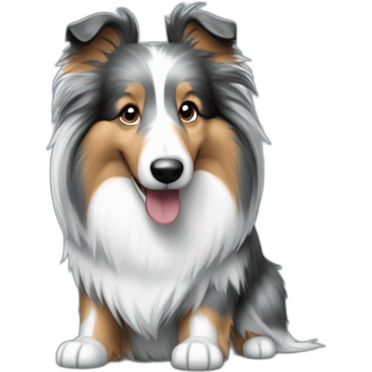 Blue merle sheltie with ball emoji