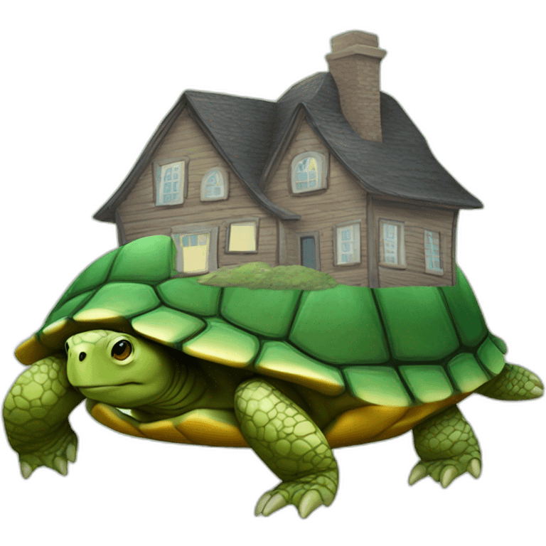 turtle with a house instead of a shell emoji