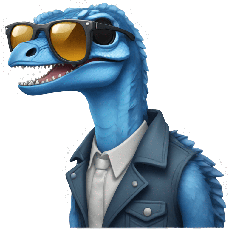 blue velociraptor with sunglasses emoji