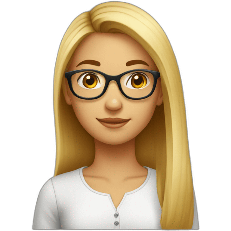 Fille 14 ans lunettes et cheveux châtains lisse emoji