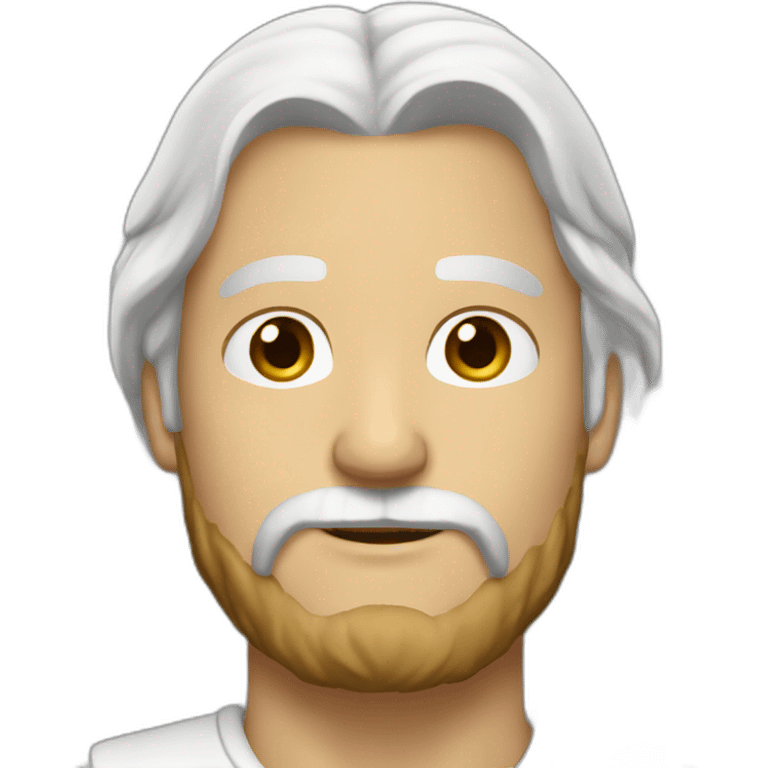 Man long white hair light brown beard emoji