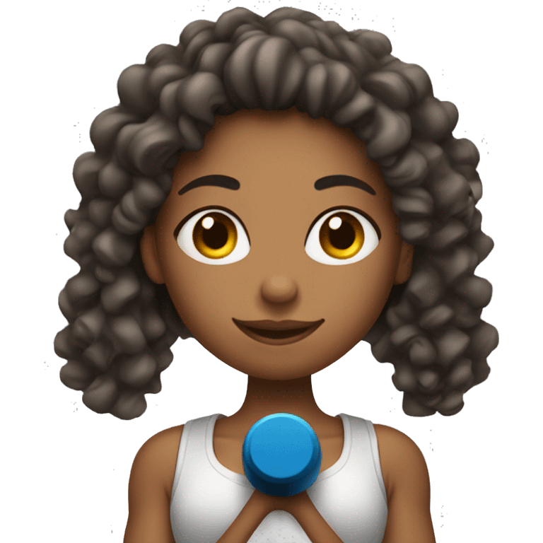 Fitness curly girl that hold weights  emoji