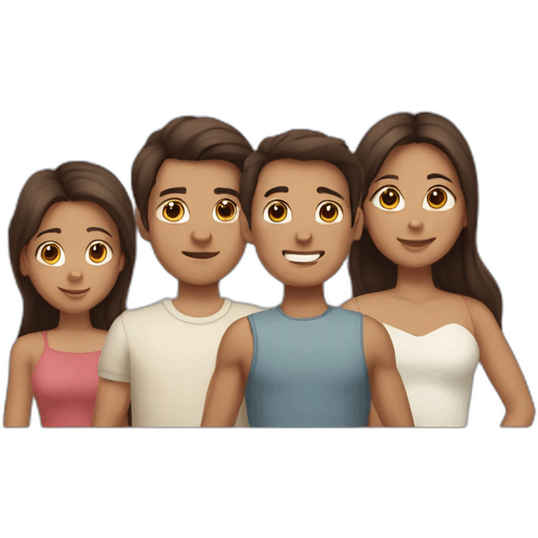 one tanned sister with brown hair, one white older brother with dark hair, one little brother with light hair emoji