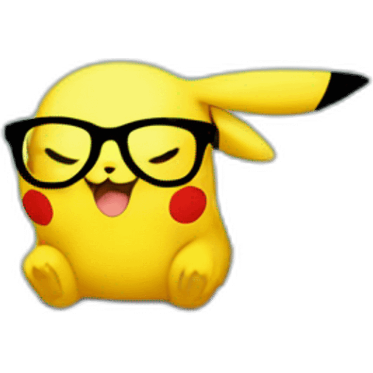 sick pikachu with glasses drinking mojito emoji