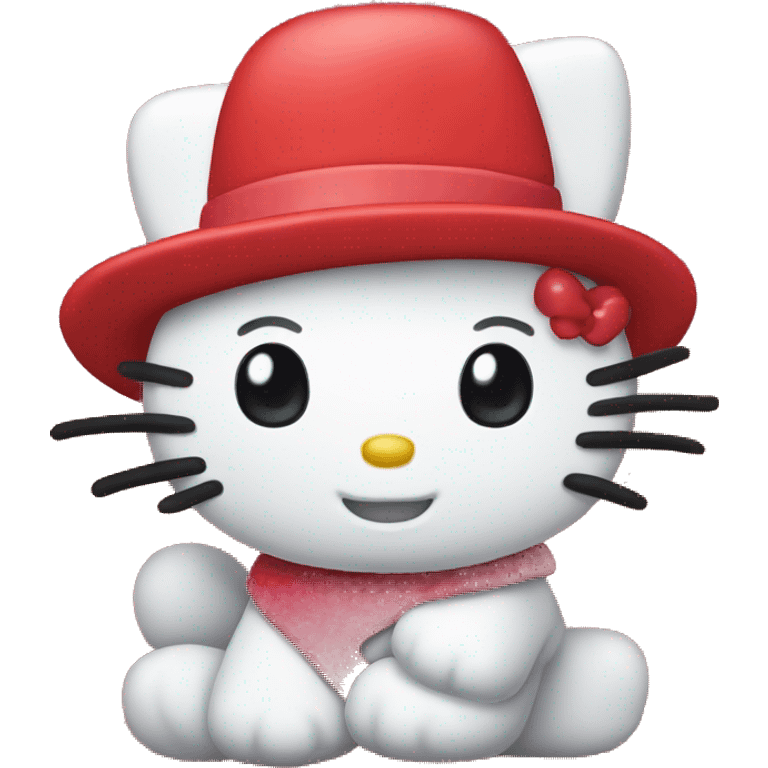 Hello kitty wearing a red hat emoji