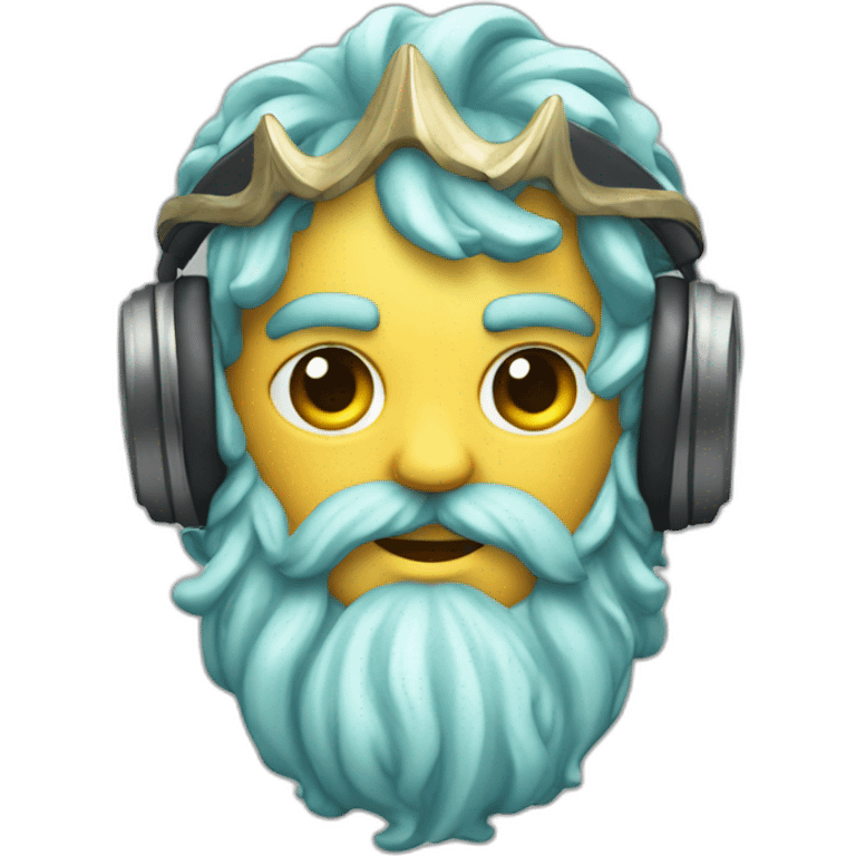 poseidon wearing headphone, with trident emoji