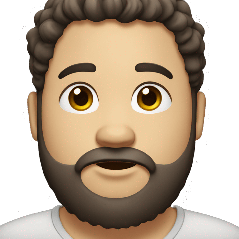 Chubby guy with dark wavy hair. Medium skin with beard emoji