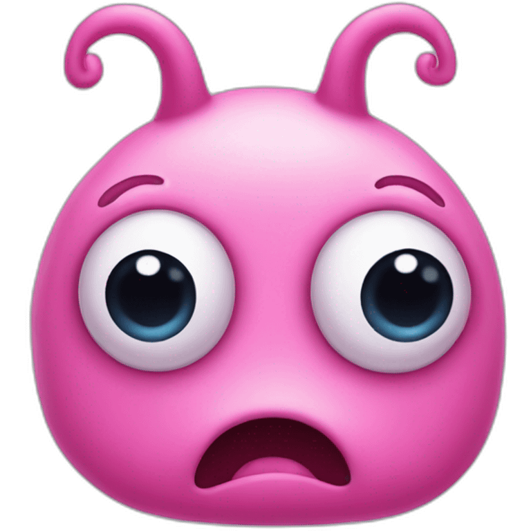 face of a pink creature whit four eyes, cute emoji