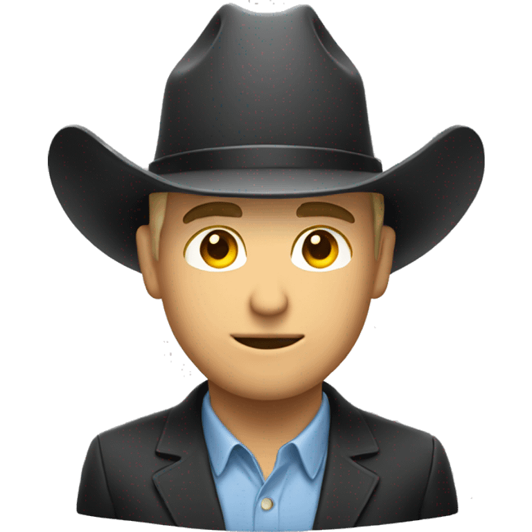 White man in a suit with a cowboy hat emoji