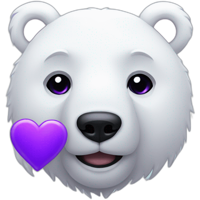 Polar bear with a purple heart emoji