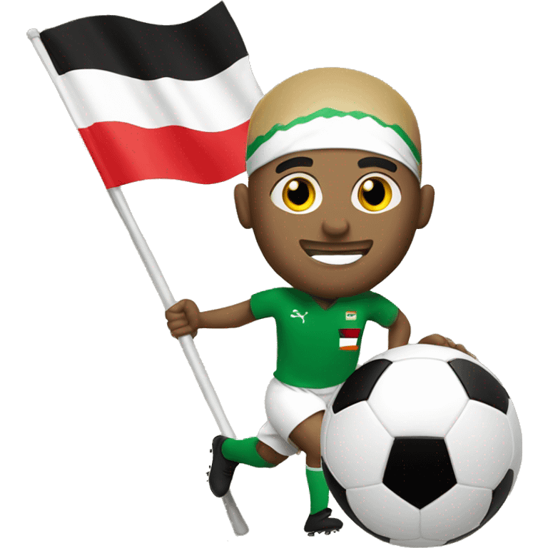 Footballer with the iraqi flag emoji