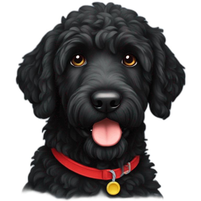 black labradoodle with red collar emoji