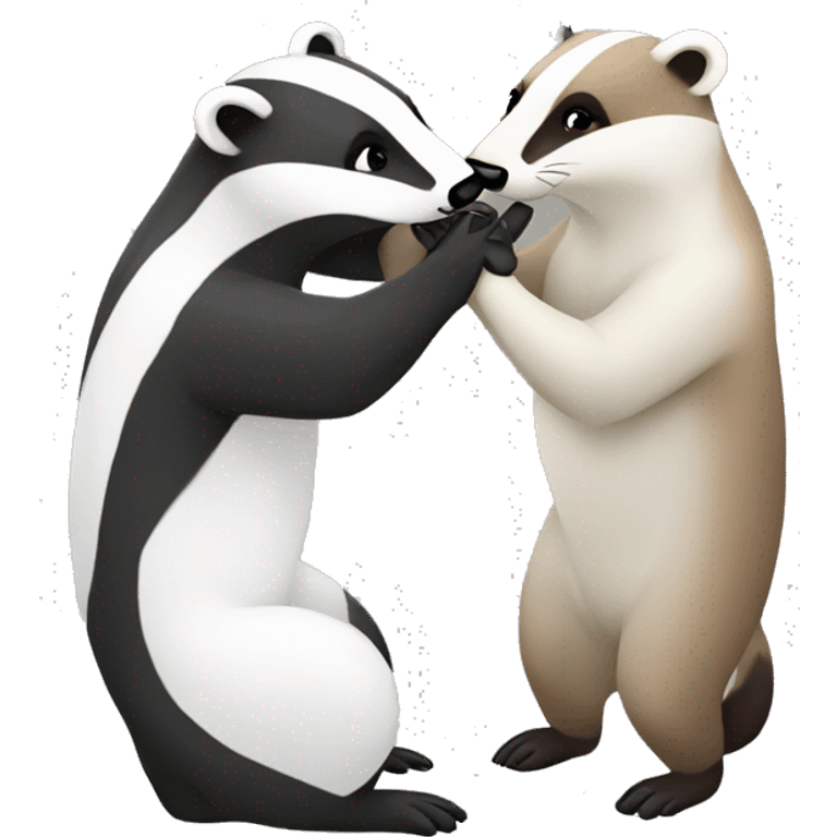 Badger kissing white ermine emoji