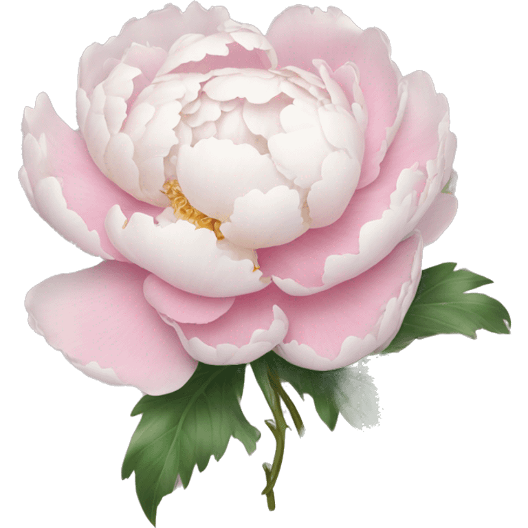 Pastell pink and white peony with bow emoji