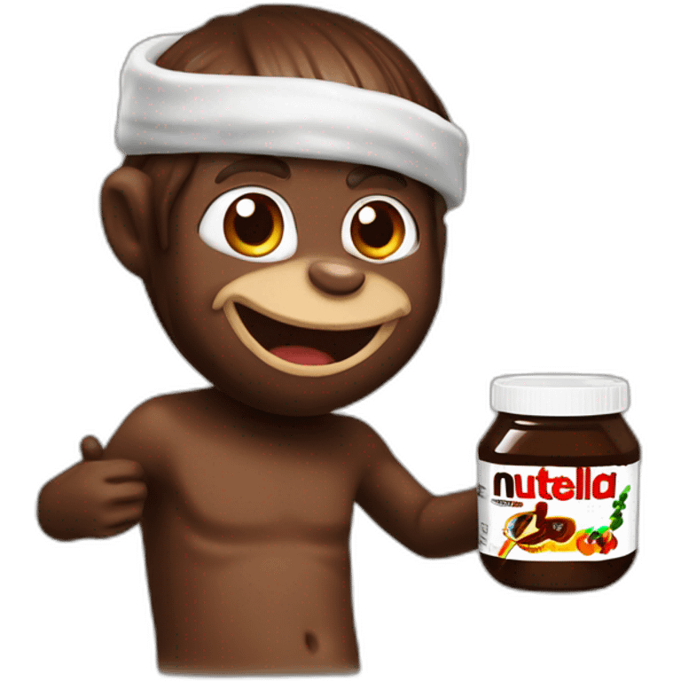 un singe qui peint un mur avec du nutella emoji