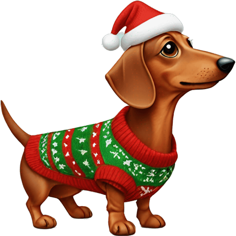 Red Dachshund wearing a christmas sweater  emoji